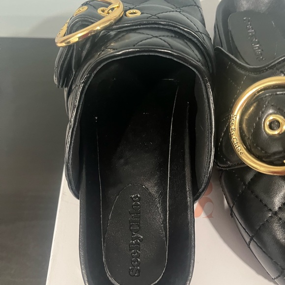 See by Chloé Women's Jodie Quilted Buckled Slip On Mule Flats, size 38 - Picture 6 of 9